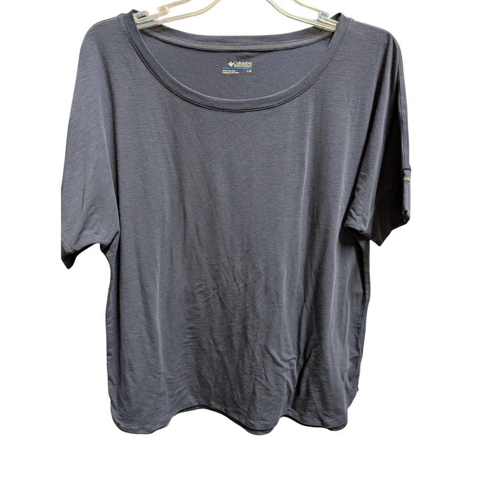 Columbia Womens Relaxed Scoop Neck Short Sleeve Tee Shirt Charcoal Gray Large